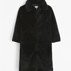 Abercrombie & Fitch Black Faux Fur Coat